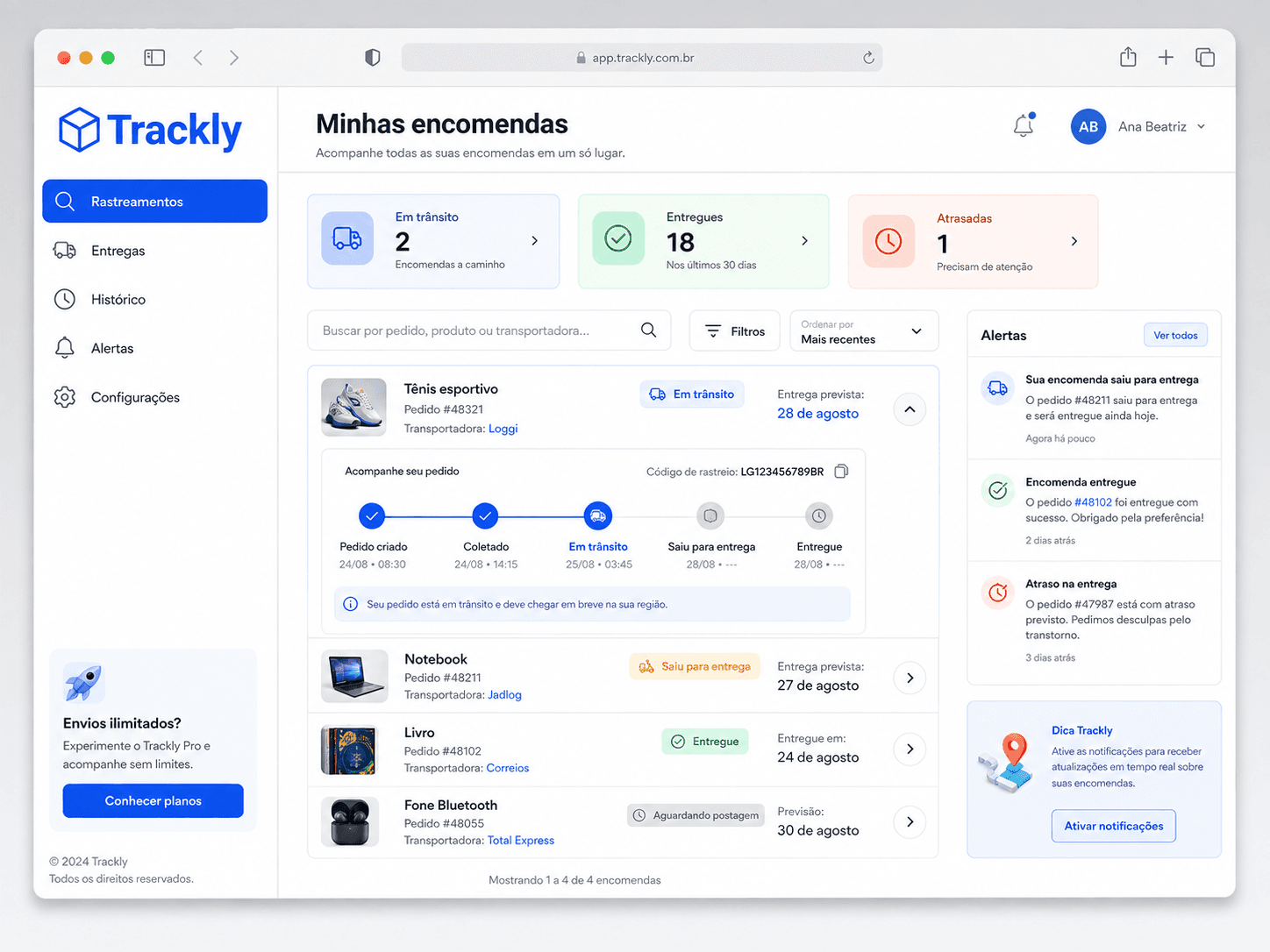 TRACKLY — RASTREIO DE ENCOMENDAS